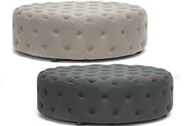 Larger ottomans may hold as many as four individual cushions, flipping to reveal tray table surfaces and hidden storage within. Beige Gray Linen Round Tufted Cocktail Ottoman Coffee Table Modern 38 5 Diam Ebay