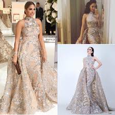 Sequined Appliques Mermaid Overskirt Evening Dresses 2018 Yousef Aljasmi Dubai Arabic High Neck Plus Si Buy Evening Dress Prom Party Dresses Evening Dresses Uk