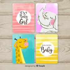Get free printable baby cards. Free Vector Lovely Watercolor Baby Shower Card Collection