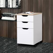Tiroir avec arrêt pour l'empêcher de sortir entièrement de son emplacement.la finition soignée à l'arrière du meuble permet. Caisson Mobile Esben 3 Tiroirs Pour Le Rangement Design Elegant Blanc Chaisepro Fr