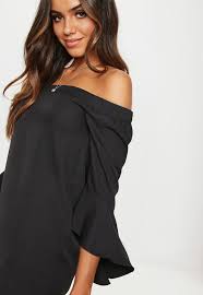 Black Bardot Frill Sleeve Shift Dress Sponsored Frill Affiliate Bardot Black With Images Chic Shift Dresses Shift Dress Dresses