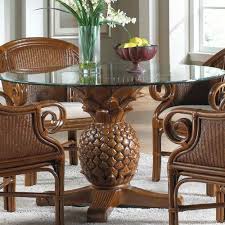 Havana Palm Pineapple Table With 48 Quot Round Glass Is Offered In A Tc Antique Finish Havana Palm Dining Table British Colonial Decor Dining Table Setting