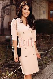 Atmosphere Three Quarter Rose Dress With Satin Stitch Magazin Online Haine De Dama Rochii De Ocazie Inpuff Ro Dresses Rose Dress Blazer Dress