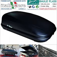 Hai pensato di acquistare un cofano da tetto?nel catalogo auto speedup troverai una vasta gamma di box tetto delle migliori marche in grado di soddisfare tutte le esigenze: Box Baule Da Tetto Auto 420litri Cofano Carbox Portabagagli Portapacchi Portasci Italfodere Srl
