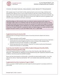 Retirement, medicare, disability, and more. Cornell On Covid 19 And Social Insurance And Benefit Programs Nyaprs