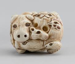 A personalized seal carved or painted, usually below the signature on a netsuke. Lot Japanese Ivory Netsuke In The Form Of The Faces Of The Zodiac Animals Inlaid Eyes Signed Length 1 5