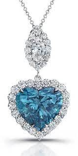Blue Heart Diamond Necklace Blue Diamond Necklace Heart Necklace Diamond Jewelry