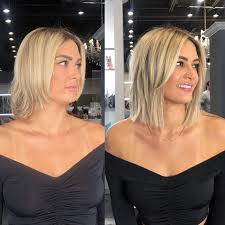 Long bob haircuts suit strong, thick hair and this one has a couple of layers cut near the tips, so the hair color ideas for short bob haircut: Transformation Blunt Blonde Bob With Extensions Behindthechair Com