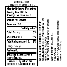 pepsi nutrition facts 100ml