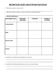 The worksheets are offered in developmentally. Macromolecules Worksheet By Biology Resource Central Tpt