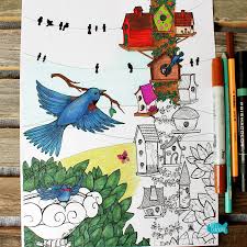Detailed bird coloring pages for adults. Home Tweet Home Birds Coloring Page For Adults