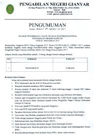 Untuk bergabung menjadi pegawai baru di perusahaan kamu harus memiliki keahlian dan kemampuan yang tinggi agar perusahaan lebih. Penerimaan Tenaga Kontrak Pengadilan Negeri Gianyar Tahun Anggaran 2017 Lowongan Kerja Dan Rekrutmen Bulan April 2021