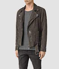Mens Takeo Suede Biker Jacket Anthracite Grey From Allsaints Jackets Latest Mens Fashion Leather Jacket