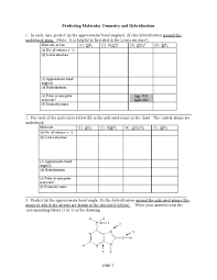 Predicting Molecular Geometry And Hybridization Worksheet