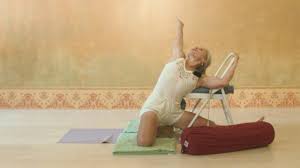 Carrie Owerko Space Parivritta Janu Sirsasana Iyengar Yoga Iyengar Chair Yoga
