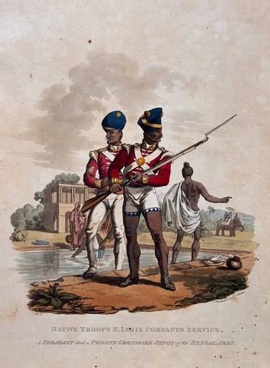 File:Troops in the East India Company's service, a Sergeant and a Grenadier Sepoy of the Bengal Army, 1812.jpg - Wikimedia Commons