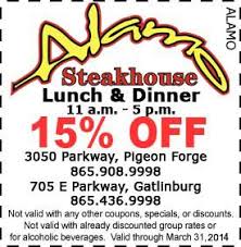 Alamo Steakhouse Restaurant Discount Coupon For Dining In Gatlinburg And Pigeon Forge Tennes Gatlinburg Tennessee Restaurants Gatlinburg Restaurants Gatlinburg