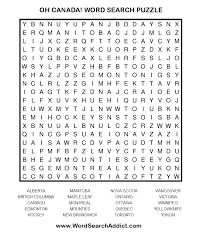 Word find puzzles for seniors. Oh Canada Word Search Puzzle Canadian Social Studies Word Find Geography Of Canada