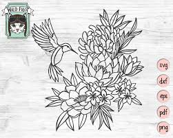 Hummingbird And Flowers Svg File Hummingbird Svg Flowers Etsy In 2020 Flower Svg Butterflies Svg Svg