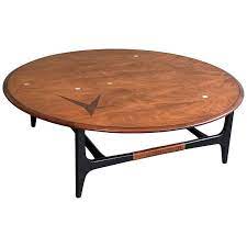 Mid century modern round side table. Mid Century Modern Round Inlay Walnut Coffee Table By Lane Alta Vista At 1stdibs