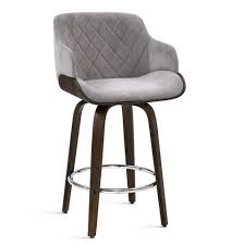 Dining room and kitchen accessories; Artiss 1x Kitchen Bar Stools Wooden Bar Stool Chairs Swivel Velvet Fabric Grey Co Clearance Australia