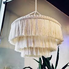 Boho Light Fringe Chandelier Macrame Lamp Shade Macrame Etsy Bohemian Lamp Boho Lamp Macrame Lamp