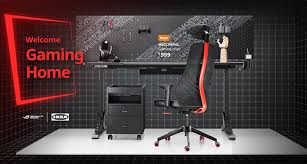 Asus rog chariot gaming chair, black w/ red stitching, rgb, pu leather, memory foam lumbar, 4d armrests, steel frame. Asus Rog And Ikea Furniture Collab Goes Live In China Peripherals News Hexus Net