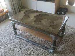 I Made A Concrete Coffee Table With A Recessed World Map Concrete Coffee Table Coffee Table Coffee Table Farmhouse