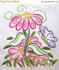 Outline Spring Flowers Machine Embroidery Design Outline Etsy Flower Machine Embroidery Designs Machine Embroidery Embroidery Designs