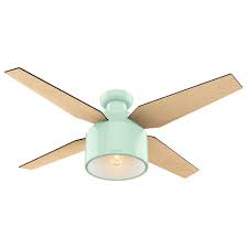 The multiple hues are suitable for any decorating theme and the shaped blades give a nice visual effect. 52 Cranbrook Low Profile Mint Green Ceiling Fan With Light With Handheld Remote Hunter Fan Ceiling Fan With Light Modern Ceiling Fan Ceiling Fan