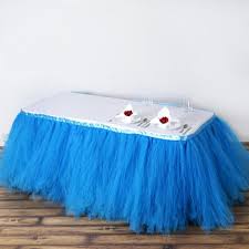 21ft Serenity Blue 8 Layer Tulle Tutu Pleated Table Skirt For Baby Shower Birthday Party Decor Table Skirt Birthday Party Decoration Items Baby Shower Birthday