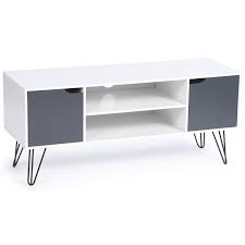 Quelle est la meilleure finition pour un meuble tv ? Meuble Tv Vintage Pas Cher Bois Blanc Portes Grises Id Market