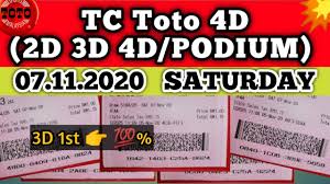 Toto 4d 07 11 2020 Sat Test Card For Podium 3d 1st 100 Youtube