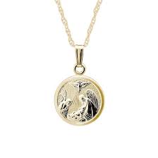 14k gold guardian angel pendant. Child S Round Gold Guardian Angel Pendant Reeds Jewelers