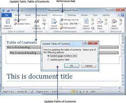 Table Of Contents In Word 2010 Tutorialspoint