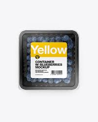 Download Container W Blueberry Mockup In Tray Platter Mockups On Yellow Images Object Mockups PSD Mockup Templates