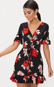 Black Corset Floral Swing Dress Casual Dresses For Women Fall Dress Outfit Casual Dresses
