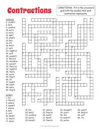 Contractions Crossword Puzzle Worksheet Crossword Puzzle Crossword Crossword Puzzles