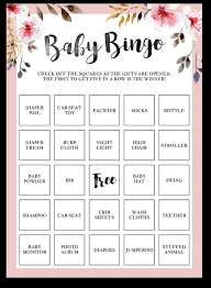 There are two ways to play this game Download Hd Printable Baby Girl Shower Bingo Cards With Pink Flowers Free Baby Shower Game Songs Transparent Png Image Nicepng Com