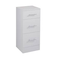 Drawer stops prevent the drawer from being pulled out too far. Jupiter Kass 350x330mm Freestanding 3 Drawer Bathroom Storage Cabinet Gloss White Ks35dr 33d