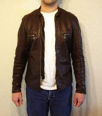 Brooks Leather Cafe Racer Brown Leather Jacket Made In Detroit Usa Size 40 Small Brown Leather Jacket Leather Jacket Jackets