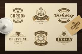 Download Bakery Logos And Badges In Logo Templates On Yellow Images Creative Store PSD Mockup Templates