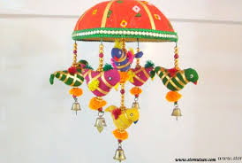 Rajasthani Birds In An Umbrella Colorful Gota Patti Work Door Etsy Diwali Decoration Items Handmade Crafts