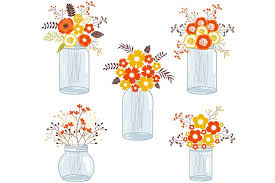 Fall Flowers In Mason Jars Mason Jar Clip Art Paper Flower Art Fall Flowers