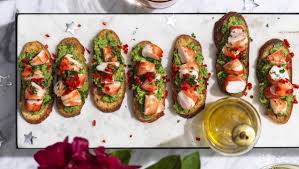 Recipetin Eats X Good Food Crostini With Prawns On Parmesan Pea Puree Recipe Recipetin Eats Pureed Food Recipes Food