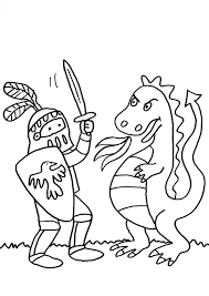 Ausmalbild Ritter Ritter Und Drache Kämpfen Kostenlos
