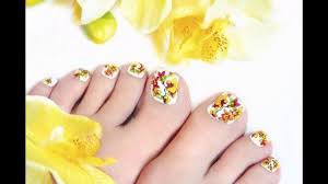 Uñas decoradas delos pies fáciles y bonitas. Decoradas Decoracion De Unas De Pies Con Girasoles Colores Unas
