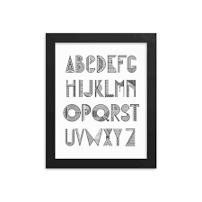 Geometric Font Black And White Alphabet Chart Framed Poster