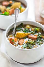 Potato And Kale Soup With Andouille Recipe Healthy Soup Recipes Andouille Sausage Recipes Kale Soup