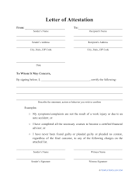 Attestation forms are recognized by courts as legal documents, which are admissible in court. Letter Of Attestation Template Download Printable Pdf Templateroller
